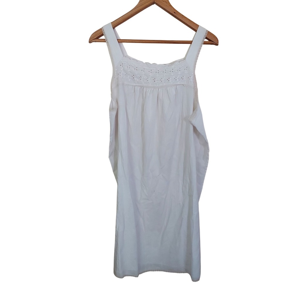 Vtg Deena White Eyelet Lace Nightgown Sleepwear L Made in USA Cottage Farm